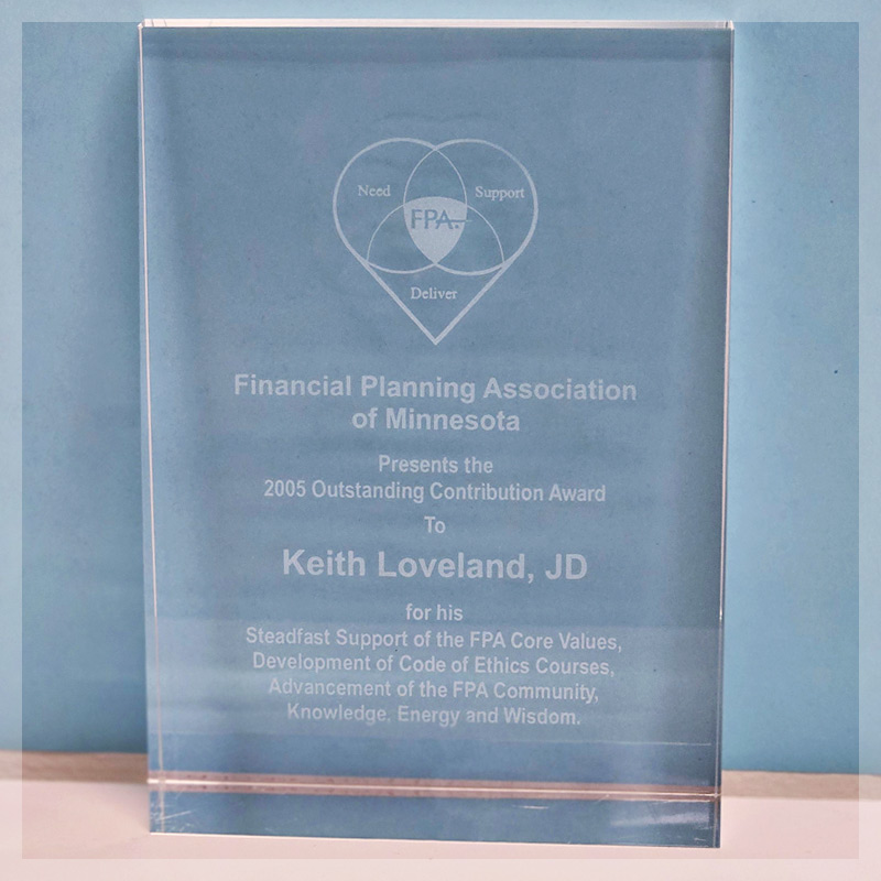 Outstanding Contribution Award in 2005 from the FPA of Minnesota